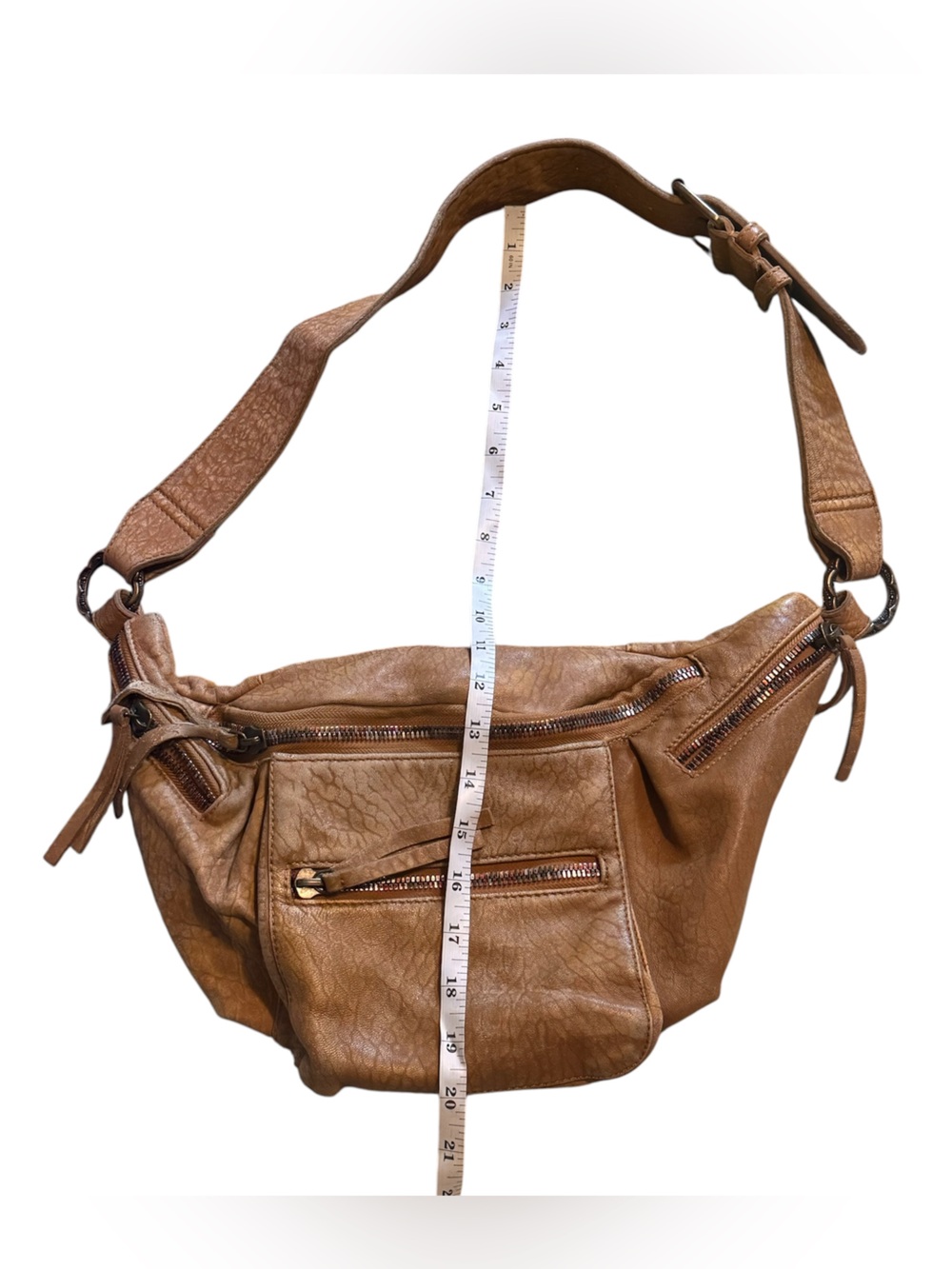 Free People Tan Leather Women's Crossbody Sling Shoulder Bag - Casual Everyday - Picture 3 of 6